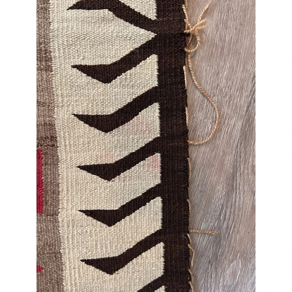 Vintage Southwest Handwoven Wool Rug Navajo Style Tribal Earth Tones 51x28.5